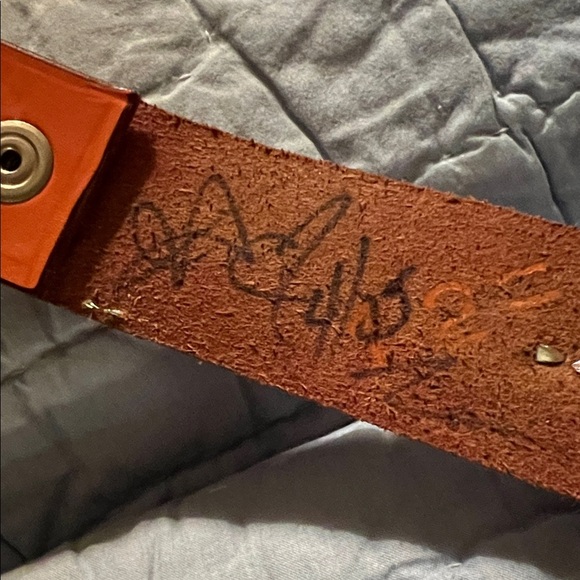 Retro Jeri Hart Design Pink Orange Leather Studded Jeweled Heart Western Belt - Picture 4 of 15